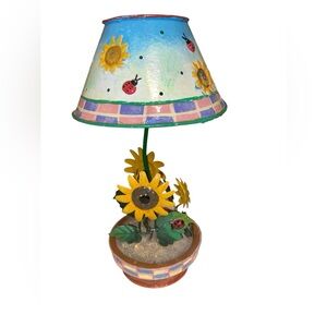 Sunflower Table Tea Light Lamp with Ladybug Accents
